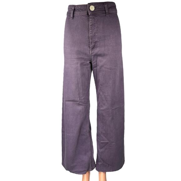 Zara The Marine Straight Women's Purple High Waisted Wide Leg Denim Jeans Size 2 - Picture 1 of 4